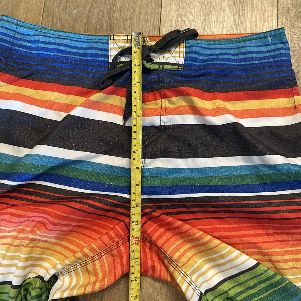 Hang Ten Board Shorts‎ Men's Size 36 Multicolored Stripe Side Pocket - Picture 9 of 10
